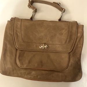 Rebecca Minkoff Top Handle Small Bag Leather Beige Tan Camel Handbag Purse